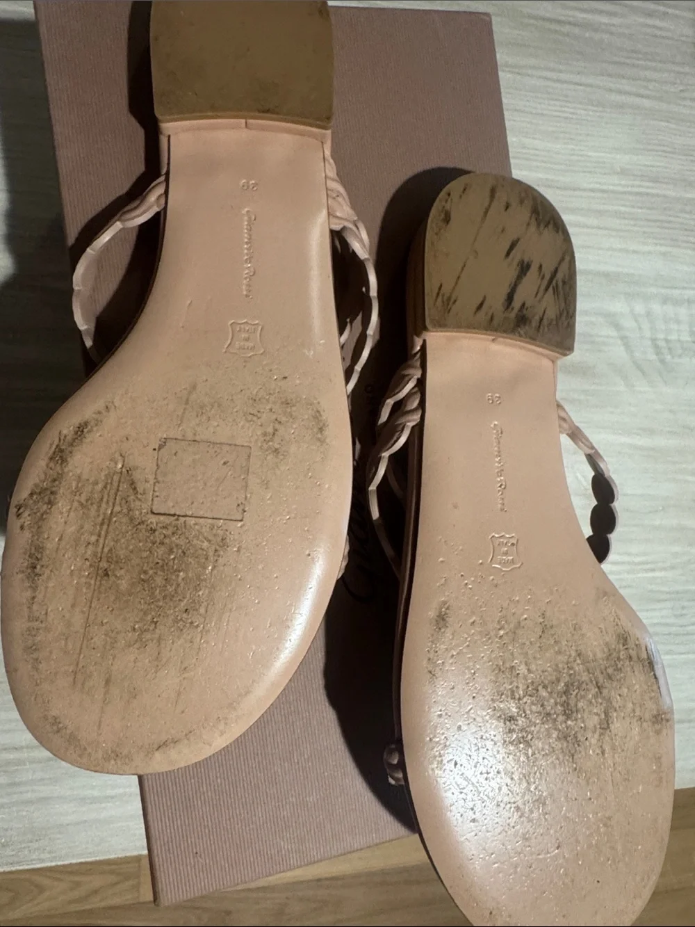 Gianvito Rossi Nude Pink Braided-Strap Flat Sandals